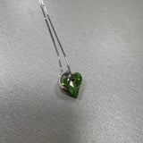 Sterling Silver Geometric Heart Shape Colorful Crystal Pendant Necklace