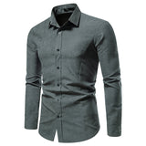 Men's Solid Color Vintage Long Sleeve Shirt Slim Top