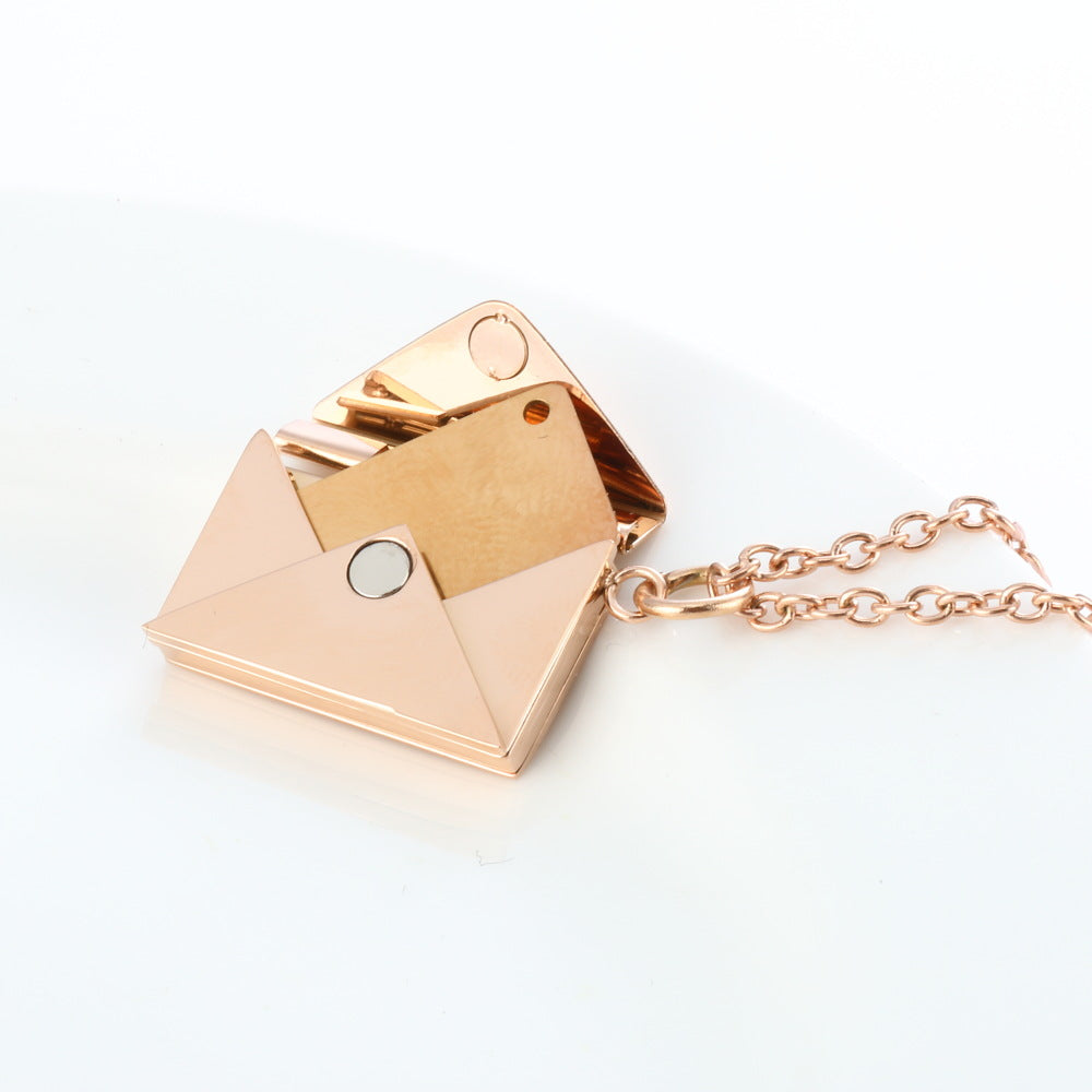 Peach Heart Envelope Necklace Secret Hidden Message Pendant Necklace - Minihomy