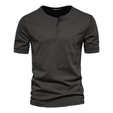 Men's Solid Color Slim Round Neck Short Sleeve T-shirt - Minihomy