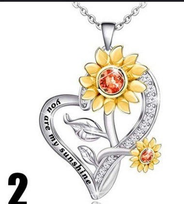 Sunflower Heart-shaped Small Pendant