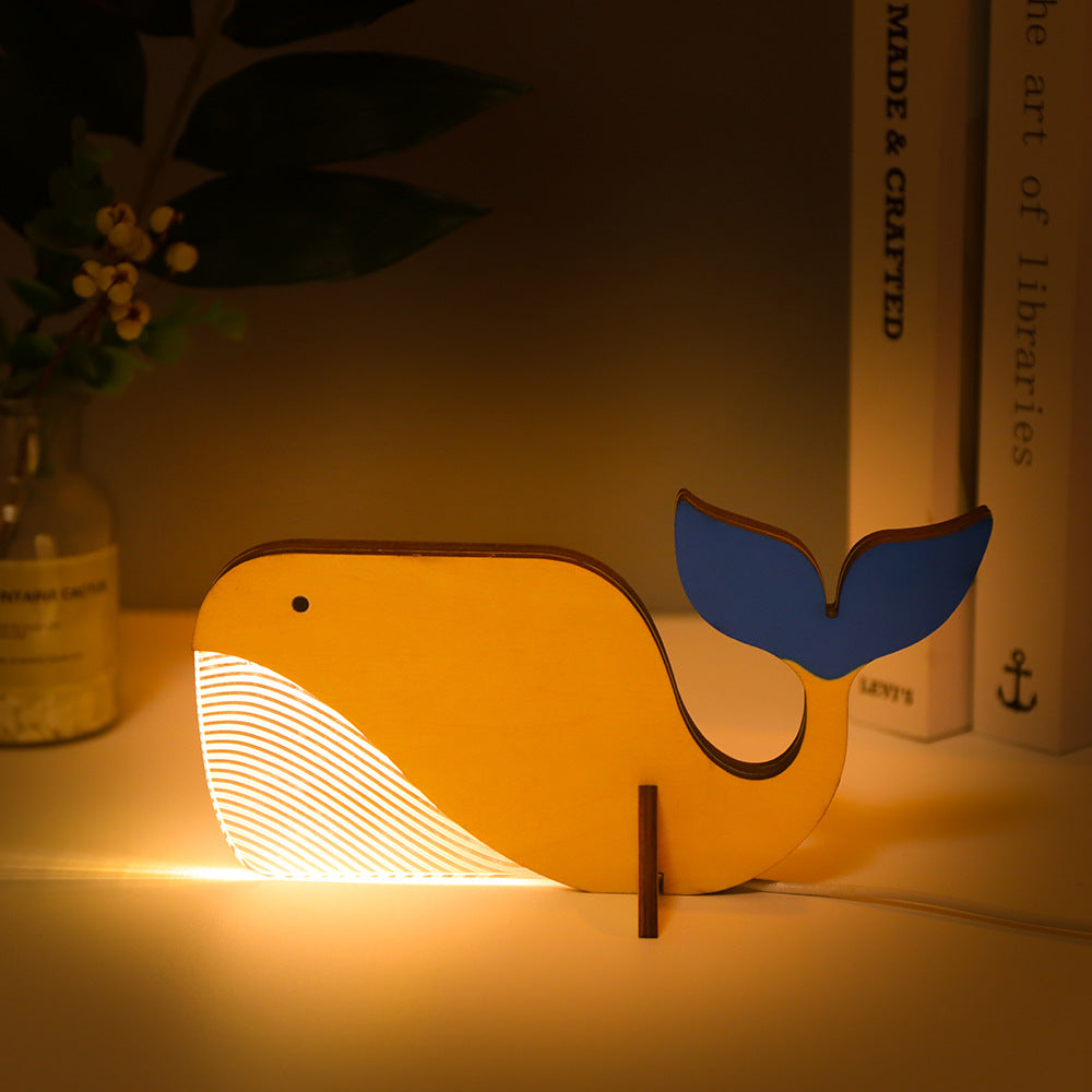 LED Night Light for Kids - Animals Wood Acrylic Table Lamp (Pelican, Sirius, Whale, Toucan)