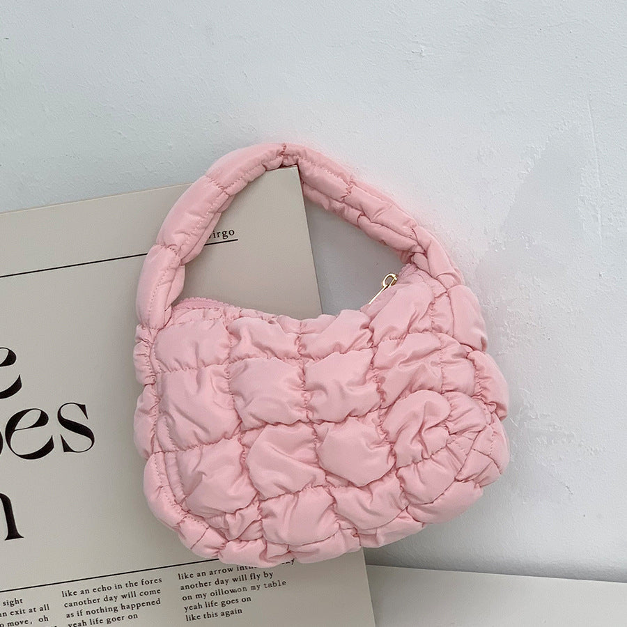 Women's Pleated Puff Cloud Plaid Handbag
