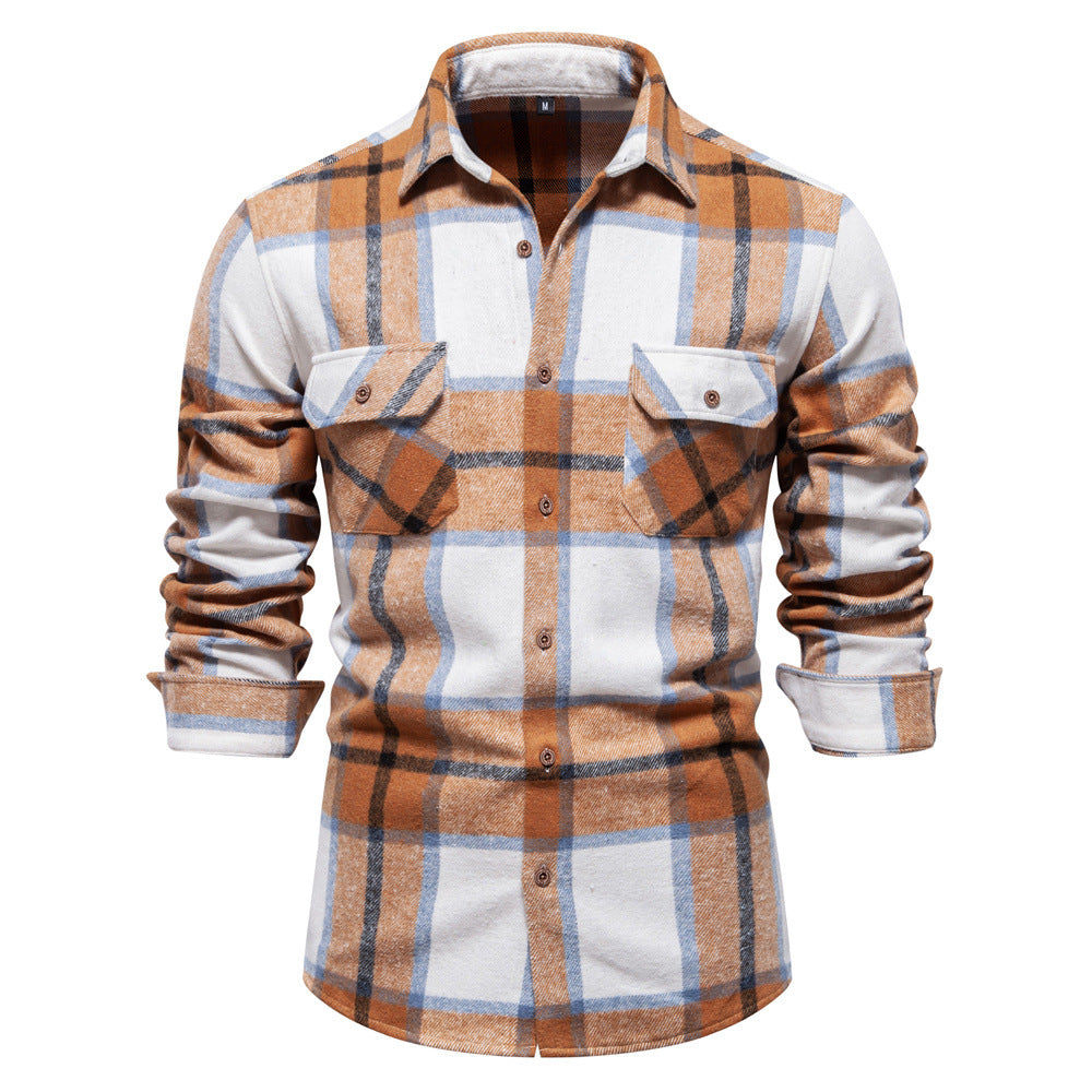 Men's Plaid Long Sleeve Shirt Top