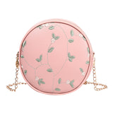 Simple Embroidery Small Round Bag for Women