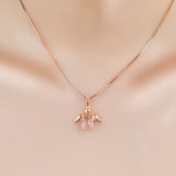 Rose Gold Plated Synthetic Ross Quartz Pink Crystal Angel Women's Pendant