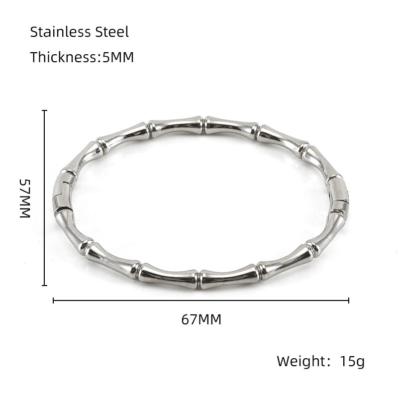 Fashion Bamboo Titanium Steel Bracelet Three Beads