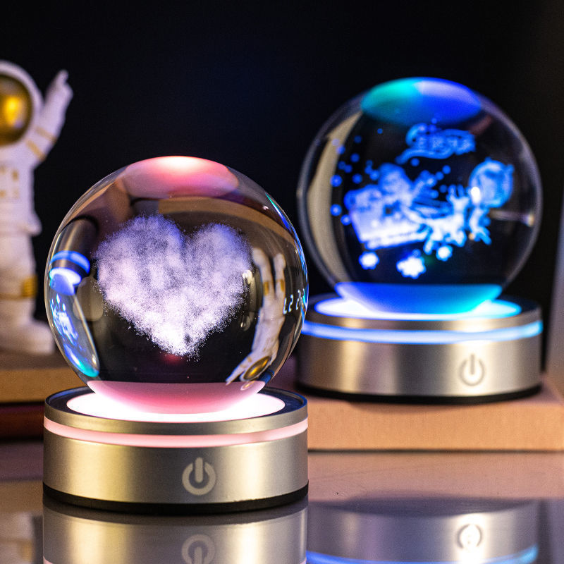 Creative 3D Inner Carving Luminous Crystal Ball - Colorful Gradient Small Night Lamp - Minihomy