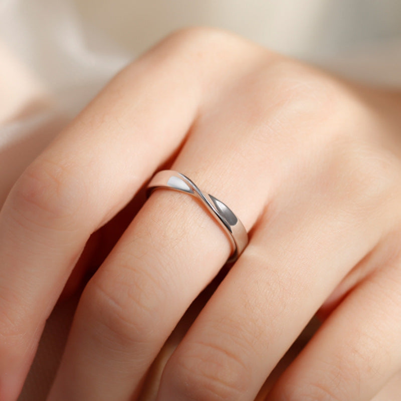 S925 Silver Couple Ring Simple Graceful