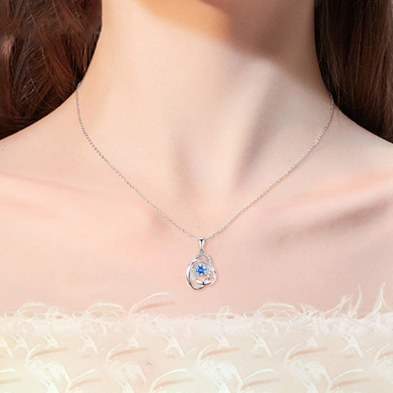 Female 925 Silver Ocean Heart Necklace