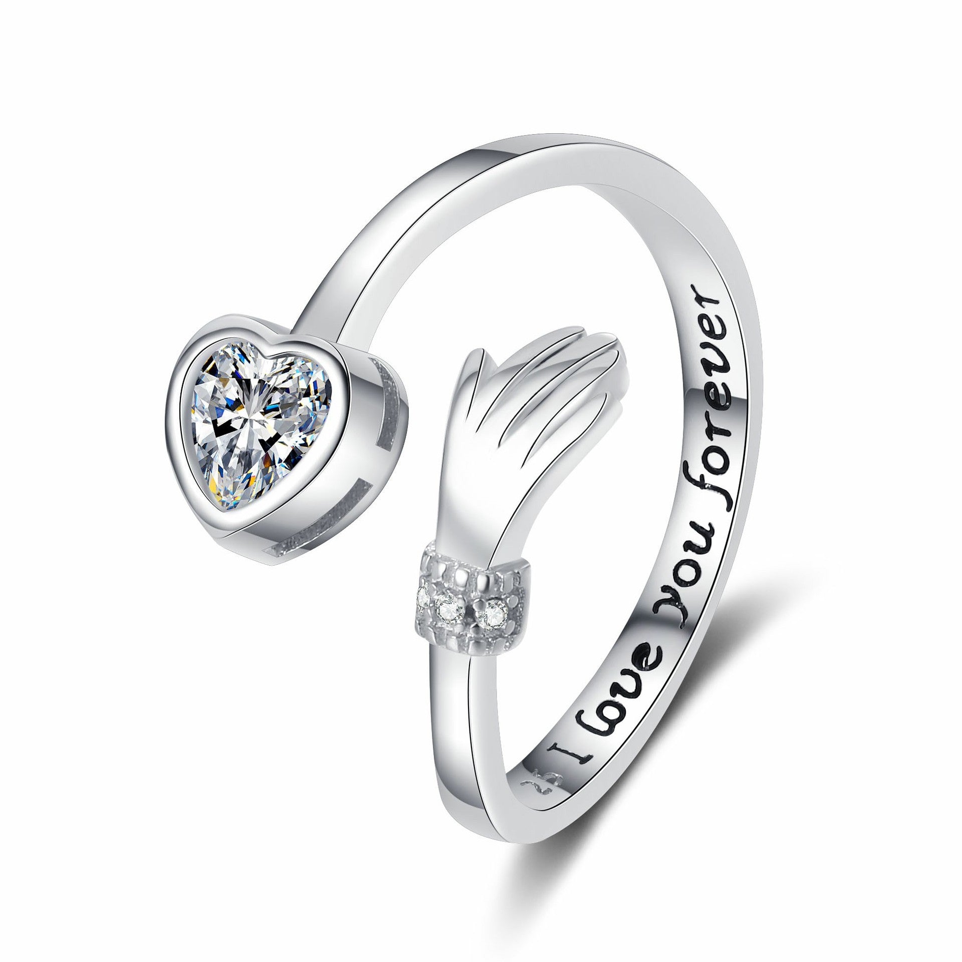 Love Hug Hands Diamond-studded Ring Female - Minihomy