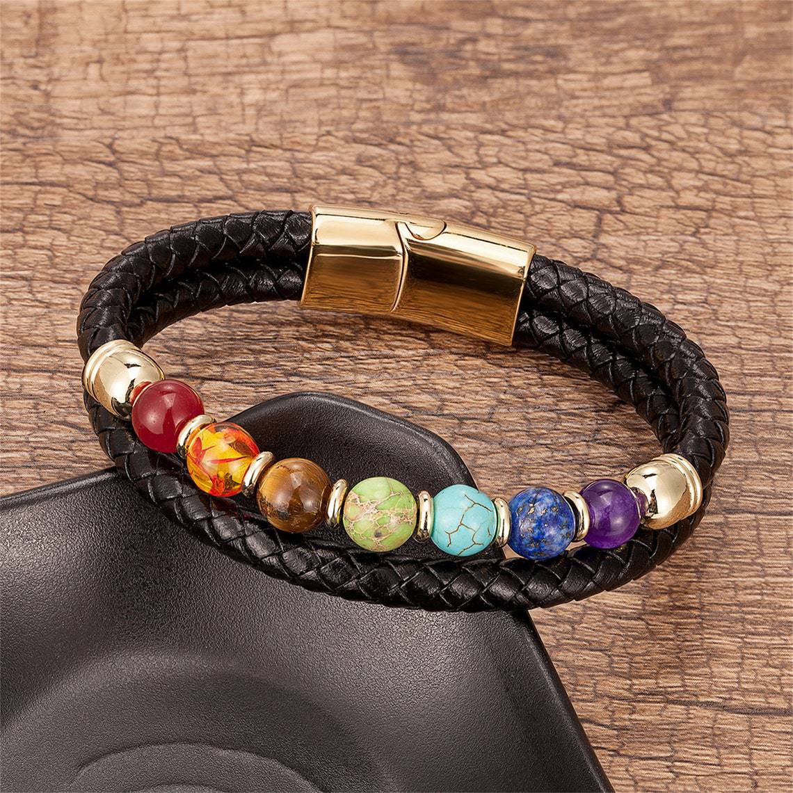 Colorful 8mm Stone Beaded Vintage Natural Stone Bracelet