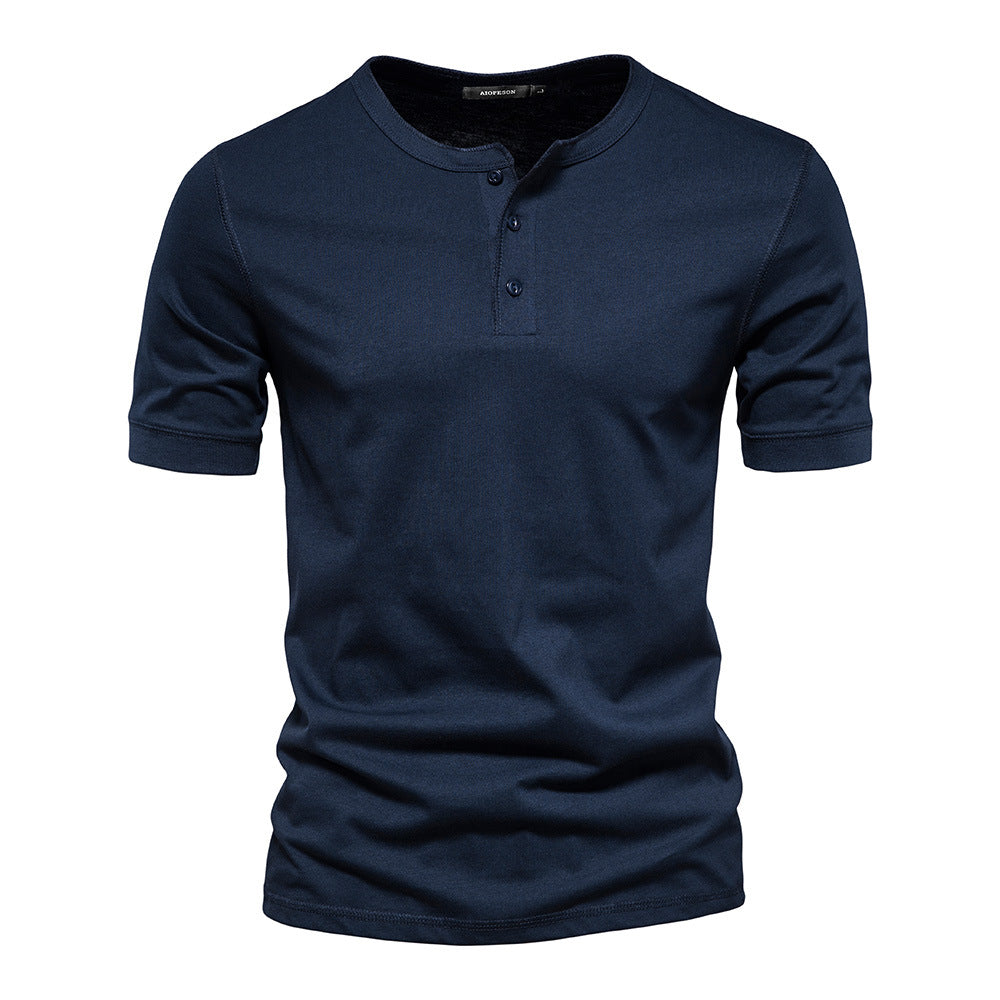 Men's Solid Color Slim Round Neck Short Sleeve T-shirt - Minihomy