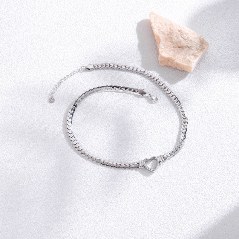 Simple Hollow Heart Titanium Steel Bracelet