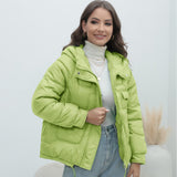 Down Cotton-padded Coat For Women Thickened Bright Color Stand Collar