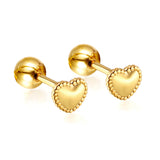 Love Heart Stud Earrings Stainless Steel Hollow Jeweled Earrings