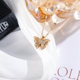 Simple Butterfly Zircon Necklace for Women - Micro Inlaid Clavicle Chain