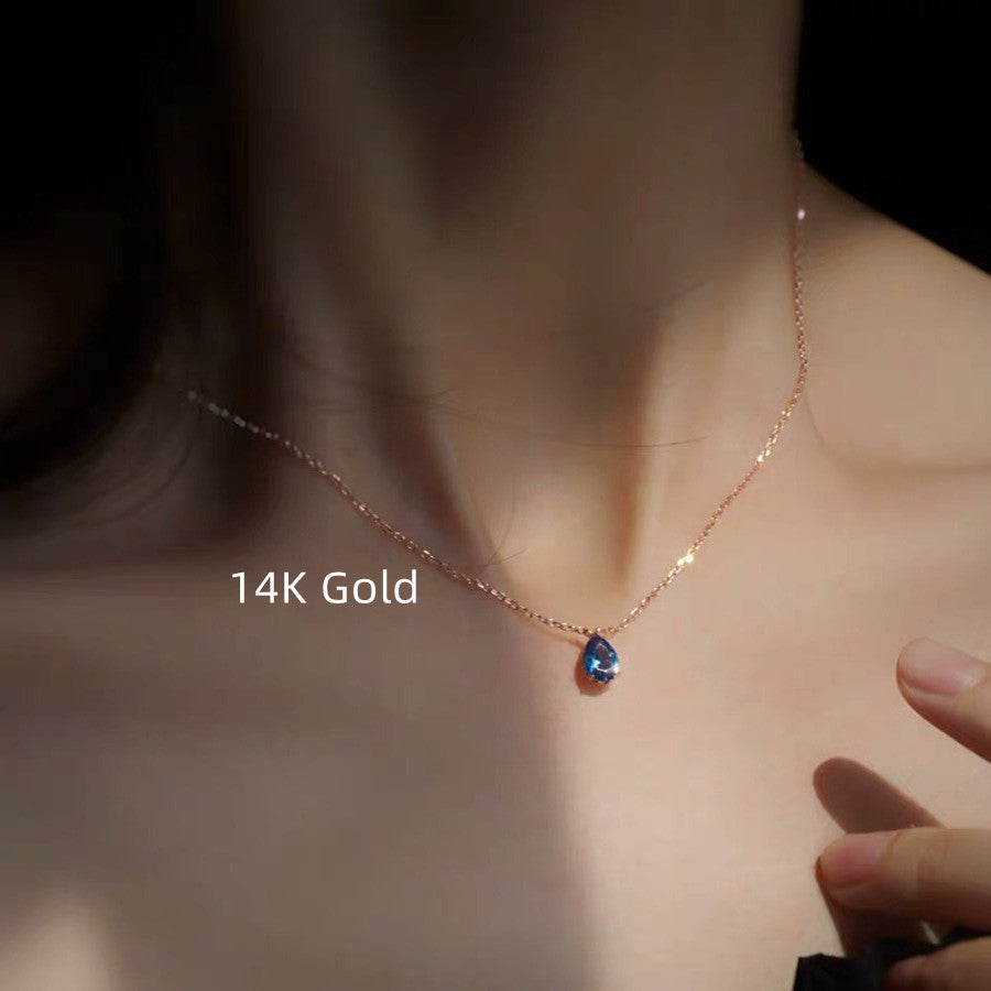 Women's Versatile French Water Drop Sapphire Necklace