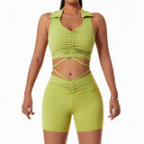 Women's Gym Drawstring Lapel Sports Fitness Clothes