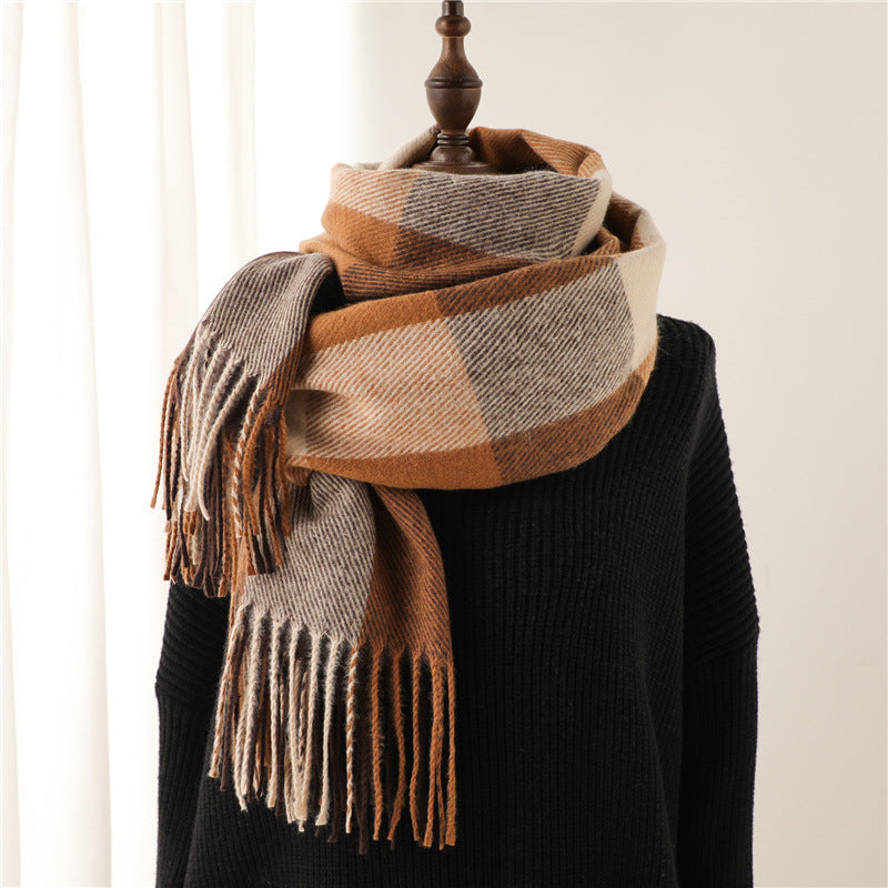 Men's and Women's Thickened Warm Plaid Scarves - Minihomy