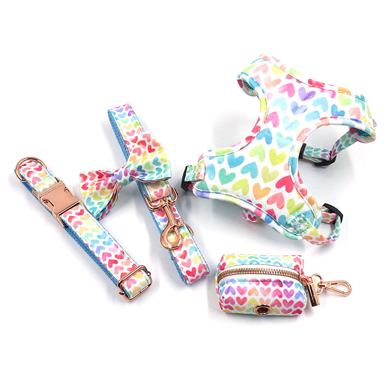 Pet Collar Leash Bow Trash Bag Set