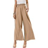 Women Trousers Solid Color Wide Leg High Waist Pants Casual Loose Pants