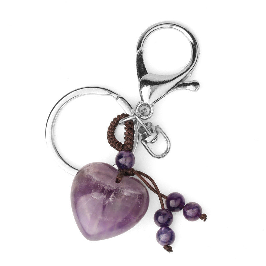 Love Natural Stone Crystal Keychain