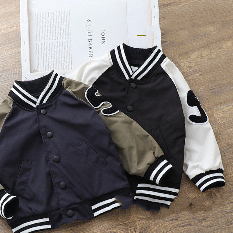 Boys Handsome Baseball Uniform Coat Stand Collar Jacket