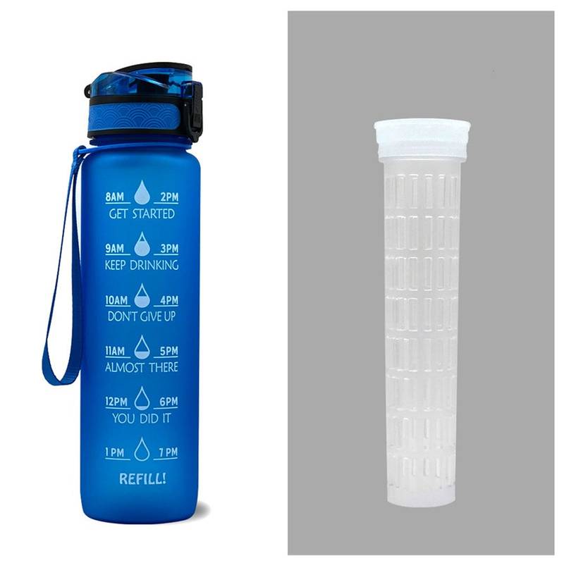 1L Tritan Water Bottle with Time Marker & Bounce Cover - Leakproof Bottle for Sports, Fitness, Cycling - Minihomy