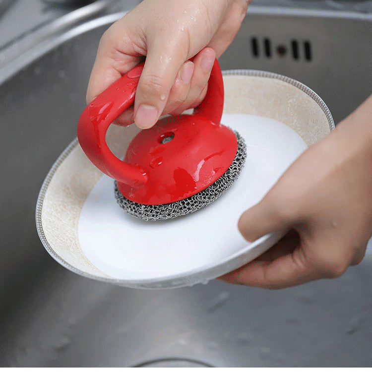 Cast Iron Scrubber 316 Stainless Steel With Handle Steel Wool Scrubber - Minihomy