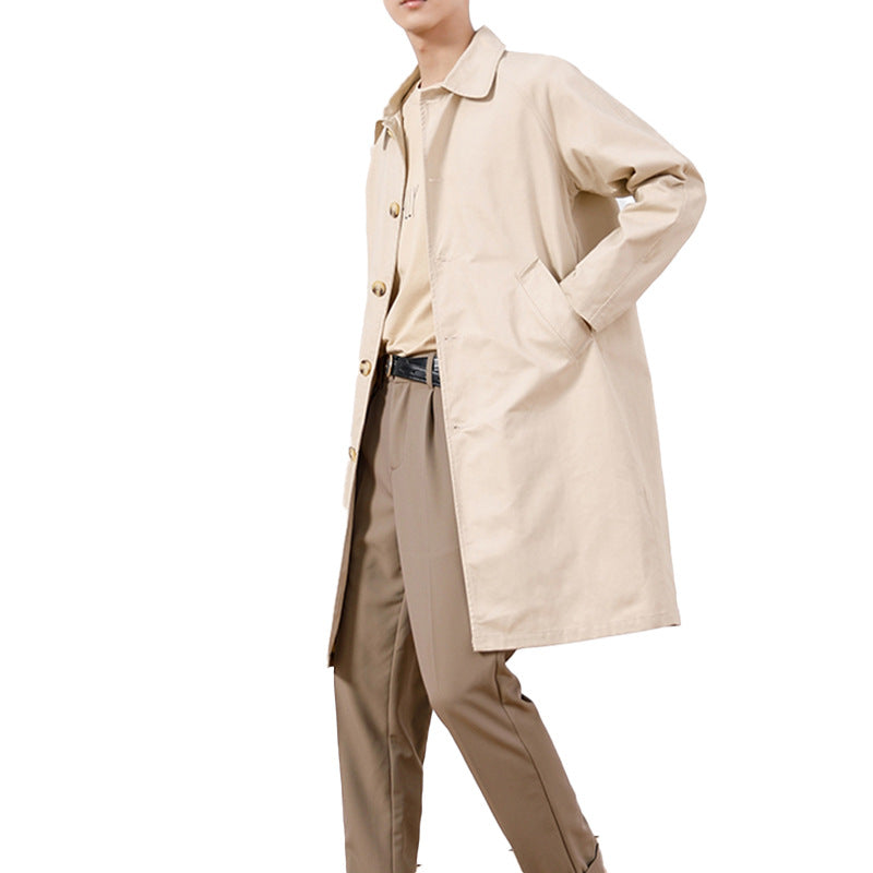 Men's Single-breasted Casual Mid-length Trench Coat: Your Stylish Companion - Minihomy