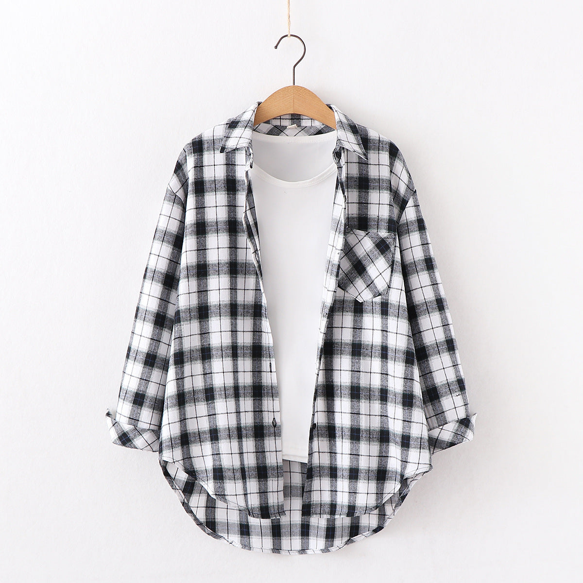 Plaid Shirt Women Loose Long Sleeve Blouses Cotton Flannel Casual Shirt Women