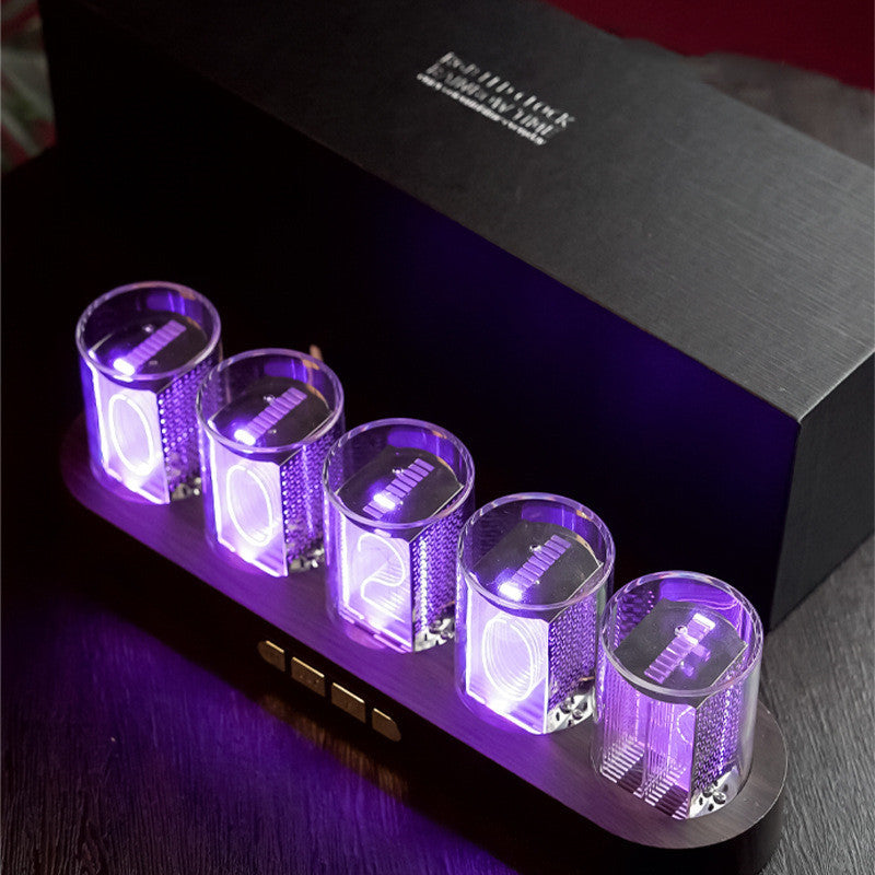 Digital Tube Clock With RGB LED Glows For Home Desktop Decoration Luxury Box Packing For Gift Idea - Minihomy