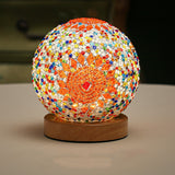 Small Night Light Bohemian Style Rechargeable Table Decorative Glass Lamp