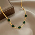 Boho Fashion Jewelry Green Stone Crystal Snake Chain Multilayer Necklace for Women - Minihomy