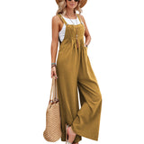 Women's Clothes Solid Color Casual Suspender Trousers Overall