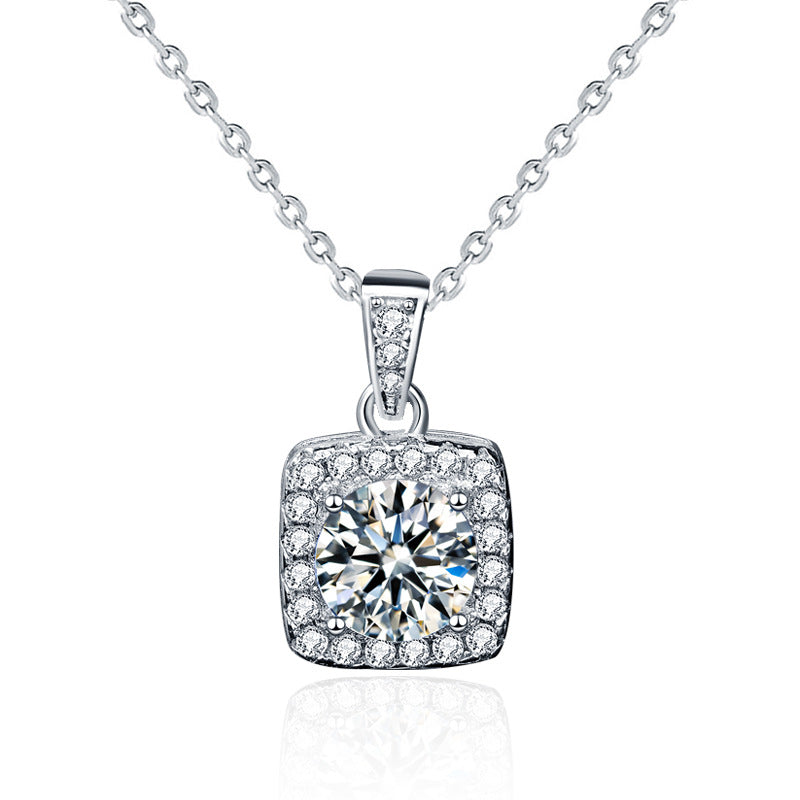 S925 Sterling Silver Jewelry Moissanite Pendant Necklace