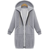 Hooded Long Sleeve Sweater Fleece Long Jacket