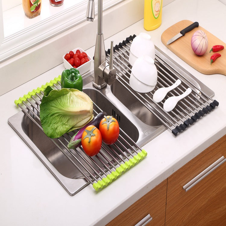 Folding Kitchen Drain Sink Rack Stainless Steel - Minihomy