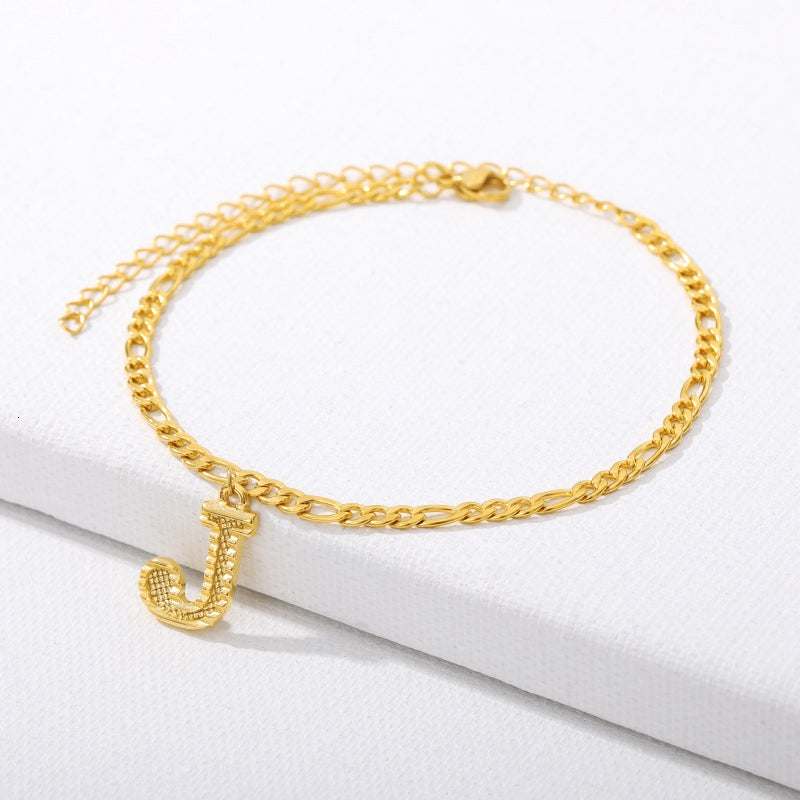 Initial Gold Letter Anklet Alphabet Pendants Jewelry - Minihomy