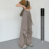 American Straight Pants High Waist Casual Wide Leg Quick-Drying Track Pants