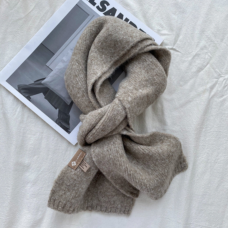 Warm Wool Scarf Women's Korean Style Sweet Version Solid Scarf Autumn And Winter