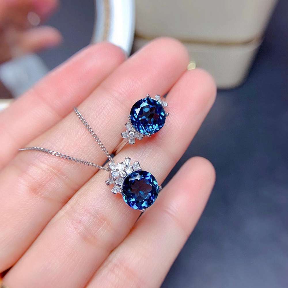 Jewelry Sets For Women London Blue Stones Pendants Necklaces - Minihomy