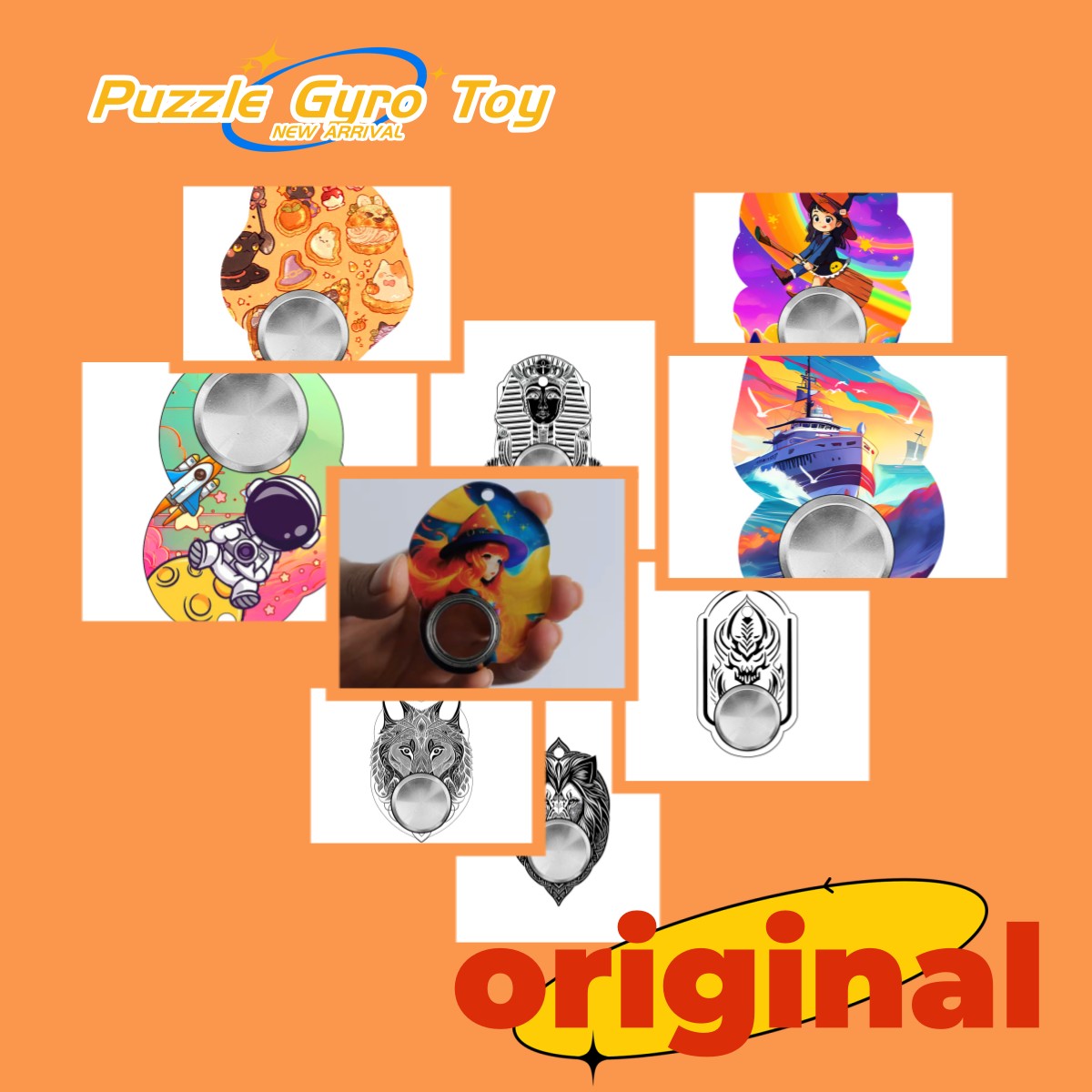 Original Puzzle Gyro Toy - Fidget Spinner Keychain Anti-Anxiety Toy