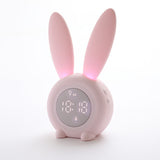 LED Digital Alarm Clock with Bunny Ear Design - Cute Rabbit Night Lamp Desk Clock - Minihomy