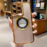 Luxury Electroplated Phone Case with CD Pattern & MagSafe Bracket