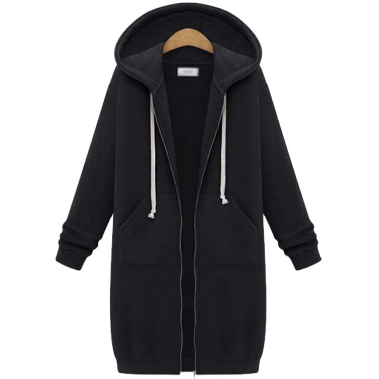 Hooded Long Sleeve Sweater Fleece Long Jacket