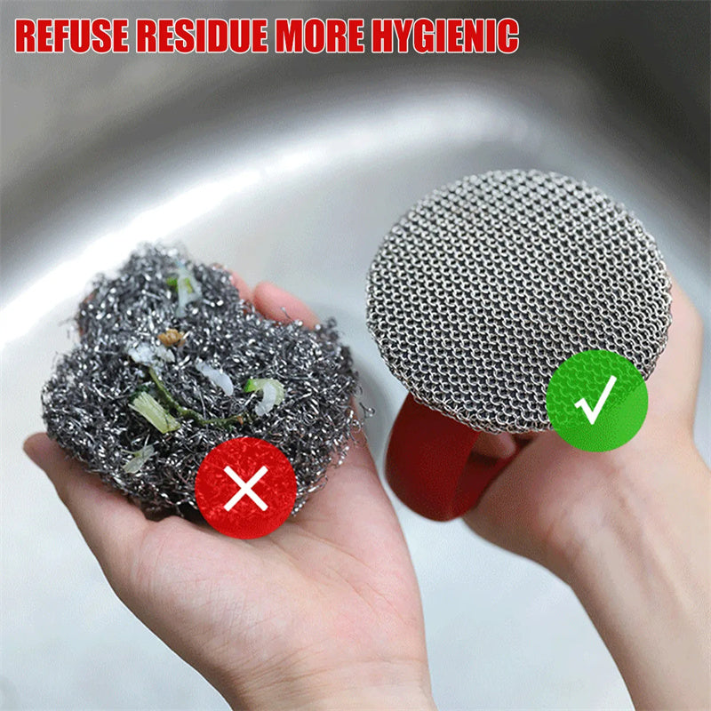 Cast Iron Scrubber 316 Stainless Steel With Handle Steel Wool Scrubber - Minihomy