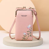 Flower Embroidery Phone Bag With Lock Buckle Outdoor Long Wallet Fashion Shoulder And Crossbody Bags