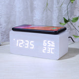 Smart Wireless Charging Wooden Alarm Clock Creative Wooden